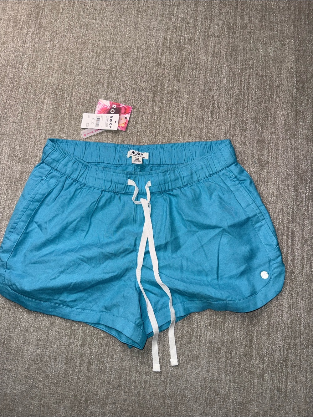 NWT Roxy New Impossible Love Shorts Women’s Small Blue Drawstring $40